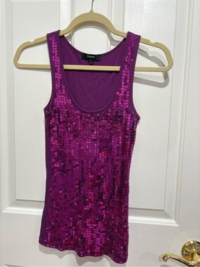 Express Women's Fuchsia Sequin Tank Top
